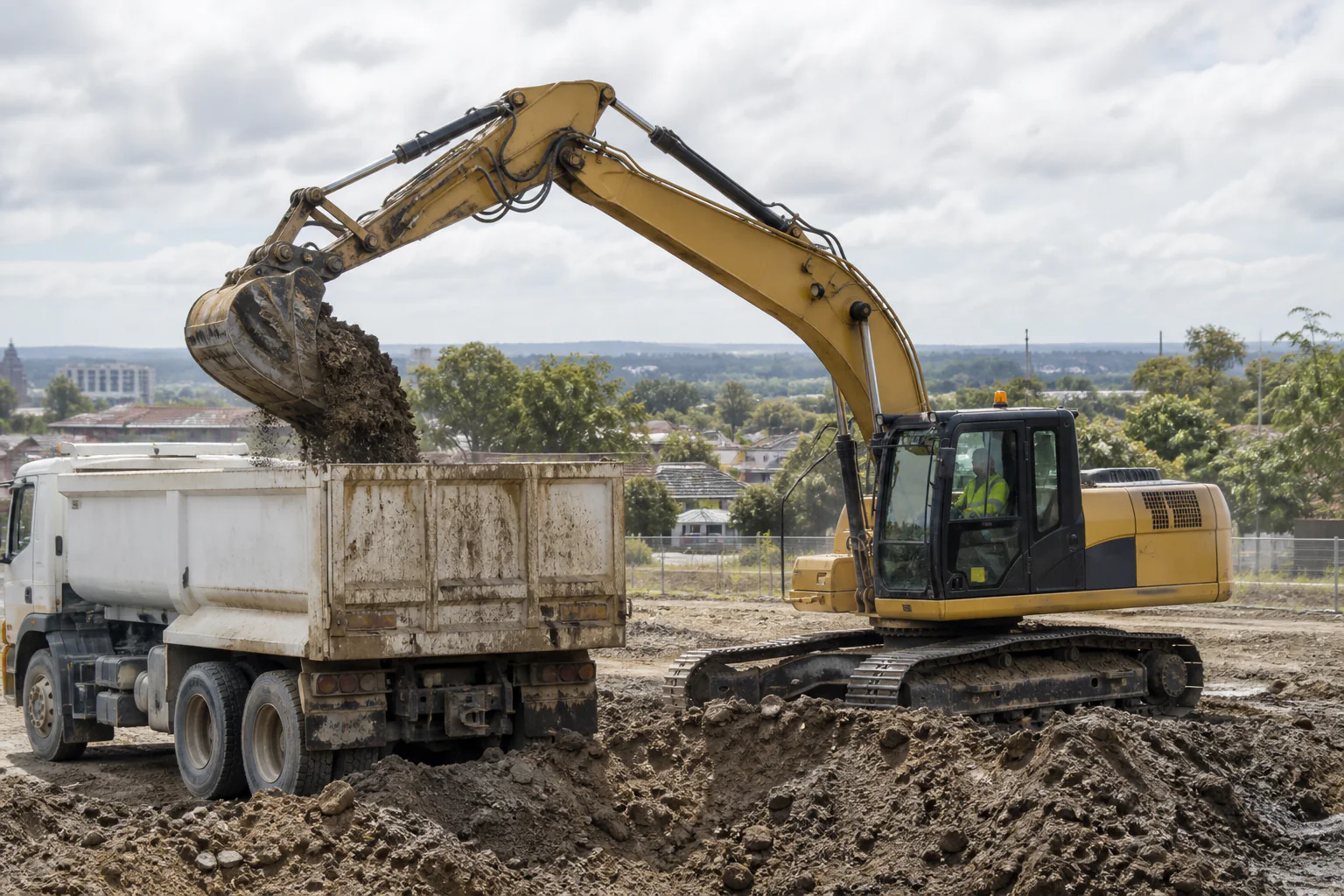 Excavator fitted for guided digging on a Perth site